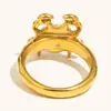 Anillo de Cangrejo Transfronterizo Europeo y Americano Acero Inoxidable Chapado en Oro de 18K Serie Marina Diseño de Nicho Joyería de Mano Creativa Personalizada para Mujeres