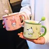 Taza de cerámica de dibujos animados Sanrio para uso doméstico, taza de leche linda y creativa para niños, taza abierta para estudiantes