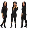 D9191 Amazon Quente Moda Casual Feminina Europeia e Americana Cor Sólida Alta Elasticidade Macacão de Couro (cinto incluído)