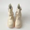 Botas plataforma brancas de salto grosso para mulheres, novo estilo outono 2026, que aumentam a altura e afinam, adequadas para figuras baixinhas, combinadas com saias e calças, botas de cano curto