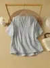 Camisa retro de manga corta estampada estilo coreano para mujer talla grande, top holgado y estilizado para el verano