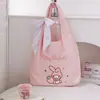 Bolsa de Lona Autêntica Sanrio Bordado Fofo Bolsa de Tecido Desenho Animado Hello Kitty My Melody Ombro Único Grande Capacidade