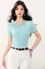 Tiro Real Blusa Delgada de Punto de Seda Helada con Pedrería Hotfix para Mujer 2026 Verano Estilo Dulce y Picante Camiseta de Manga Corta Adelgazante