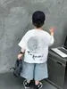 Conjunto de Ropa para Niños Niños, Holgado Delgado Manga Corta Verano, Nuevo Estilo 2026, Estilo Coreano Fresco y Elegante Conjunto de Dos Piezas para Niños Pequeños