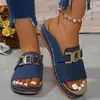 Comércio Exterior Transfronteiriço Sandálias de Plataforma Grossa Femininas Novo Estilo Transfronteiriço Tamanho Grande Casual Moda Simples Fivela de Metal Sandálias Bico Aberto