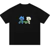 Camiseta de Manga Corta Unisex Estampado Lindo de Gato y Perro de Dibujos Animados de Seda de Leche Ropa para Pareja Top de Verano para Estudiante