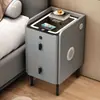 Mesita de noche inteligente ultraestrecha, madera maciza, multifuncional, pequeña, diseño simple y moderno, con carga inalámbrica