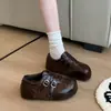 Sapatos plataforma com patchwork de estampa de leopardo para mulheres, nova coleção de outono 2026, estilo Mary Jane, que aumentam a altura, confortáveis, versáteis, tênis casuais alemães para treino