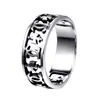 Anillo Abierto de Acero de Titanio con Mantra de Seis Caracteres Hueco para Hombres y Mujeres Anillo de Joyería al por Mayor con Personalidad Retro para Dedo Índice Único
