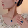 Otoño e Invierno Nuevo Joyería Huabi Azúcar Azul Afilado Artificial Conjunto de Joyería Retro 12*16-10*12 Mayoreo