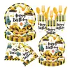 Tema de Vehículos de Ingeniería de Amazon Transfronterizo Traje de Decoración para Fiesta de Cumpleaños de Niños Suministros para Fiesta Taza de Papel Servilleta Bandeja de Papel