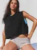 2026 Amazon Mais Vendido Tendência Estilo de Rua Cropped Casual Camiseta Moda Feminina Europeia e Americana Solto Cor Sólida Top