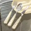 Plato para Bistec de Acero Inoxidable de Lujo de Gama Alta, Juego de Cuchillo y Tenedor, Juego de Vajilla Estilo Occidental, Juego de Tres Piezas de Cuchillo, Tenedor y Cuchara para Queso