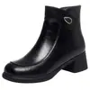 Zapatos de algodón, una pieza, para mediana edad y ancianos, cuero suave, cálidos, punta redonda, botines, otoño e invierno, con terciopelo, botas de mujer, botas de tacón grueso para madre, envío directo