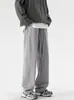 Pantalones Casuales de Cordón Retro Americano para Hombre Nuevos Simples Modernos Holgados Versátiles Deportivos Pierna Recta Largos Ropa para Hombre