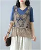 Camisole Crochê Vazado Personalizado Feminino Algodão Estilo Sal Distinctivo Renda de Rua Blusa Top Versátil