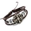 Pulsera de remaches estilo punk aleación calavera con cuentas pulsera tejida a mano pulsera de cuero vacuno joyería