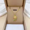 [Aço titânio] Folhas de girassol luz de luxo elegante lindo colar de diamantes das mulheres All-match clavícula cadeia de aço de titânio