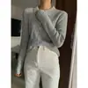 Se envió tejido de punto de manga larga con cuello polo para mujer 2026 Otoño Nuevo Estilo Adelgazante Favorecedor Top de Lana