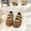Sapatos Mary Jane Lisos de Cor Sólida Estilo Coreano Outono e Inverno 2025 Novos Sapatos de Cadarço com Bico Redondo e Velcro de Boca Rasa Estilo Japonês