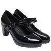 Zapatos de mujer de cuero suave, nuevo modelo otoño 2026, de tacón alto, punta redonda, plataforma, tacón grueso, adecuados para combinar con un cheongsam, zapatos de madre