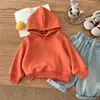 Moletom Infantil Outono Novo Estilo 2026 Meninos Top com Capuz Bordado de Letra Simples Primavera Outono Manga Longa Bebê Bonito
