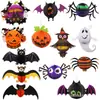 Lanterna de Papel de Abóbora de Halloween Layout de Cena Adereços Decorativos Lanterna Estéreo de Morcego e Aranha Luminosa Retrátil Portátil