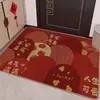Alfombra Festiva Roja para Puerta de Entrada, Decoración Festiva de Año Nuevo, Alfombra Absorbente de Lino y Goma, Bendición para el Umbral de la Puerta del Dormitorio