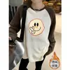 Camiseta de Manga Longa com Ombro Estilo Hip Hop Moda Nacional Feminina Outono e Inverno Nova Estilo Preguiçoso Solta Camisa Básica Casual Versátil