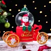 Carruaje de Santa Claus transfronterizo con nieve y bola de cristal de luz brillante, regalo de Navidad creativo, adorno de escritorio al por mayor