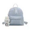 Mochila de estilo coreano con estampado de lunares, conejo y estrellas en bloques de color para estudiantes, bolsa escolar de gran capacidad, mochila linda y elegante para niñas