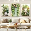 Pintura de Lienzo Tríptico para Sala de Estar y Dormitorio, Pintura Decorativa Estilo Chino sobre Lienzo al Óleo de Alta Definición, Arte de Pared, Personalización del Cliente