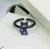 Anillo Abierto de Halloween Transfronterizo Personalidad Oscura Retro Circonita Araña Gatito Murciélago Anillo de Calle Hip-Hop de Nicho