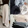 2026 Inverno Minnie Listras Finas Passeio Matinal Cintura Elástica Cordão Forro de Fleece Espessado Calças Casuais Femininas Calças de Moletom Calças de Perna Reta