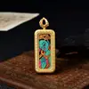 Colgante Thangka de Xizang, Colgante de Collar Thangka de Tara Verde de Cinco Caras, Collar Thangka de Acero de Titanio, Colgante de Caja Ga'U