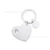 Acero Inoxidable Corazón Redondo Hueso Hueco Pata de Perro Corazón Llavero Perro Placa Militar Etiqueta para Mascota Grabado Publicitario