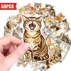 Compra Directa Transfronteriza de 50 Pegatinas de Gatos Originales, Decoraciones Creativas de Mascotas Lindas Dibujadas a Mano, Pegatinas Impermeables de Expresiones de Gato