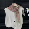 Bufanda Cuadrada Pequeña Original Coreana Vintage de Algodón Lino con Puntos Pequeños en Forma de Diamante Bufanda de Seda para Mujer, Bufanda Decorativa Versátil para Cuello para Primavera y Otoño
