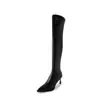Botas de Caña Alta Elásticas de Tacón Alto de Encuentro de Temporada para Mujer, Punta Fina, Adelgazantes, Tacón Delgado, Sexy y Elegantes Botas Largas
