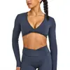 Giro Transfronterizo Ropa de Fitness de Manga Larga para Mujer Correr Deportiva Casual Camiseta de Manga Larga Elástica Top de Yoga
