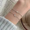 Pulseira Feminina de Zircônia com Diamantes Inteiros Prata de Lei s925 Estilo Coreano Luxo Leve High-end Pulseira Estrela Lua Borboleta Versátil