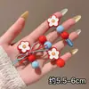 Pinzas de pelo florales de colores estilo coreano, pinzas elegantes y exquisitas para flequillo lateral, pasadores de lazo lindos para niñas