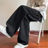 Pantalones deportivos casuales blancos y grises estilo americano para hombre, de marca moderna, pierna recta holgada, versátiles para jóvenes, pantalones largos deportivos de pierna ancha