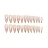 Uñas Postizas Ojo de Gato Rosa Nude Dorado Transfronterizas, Uñas Largas Forma Almendra con Diseño de Línea Dorada Francesa de Alta Gama, Uñas Terminadas Arte de Uñas al por Mayor