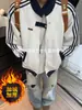 Chaqueta de Patchwork a Rayas Estilo Universitario, Chaqueta Deportiva Retro Americana para Primavera y Otoño, Cuello Alto, Cárdigan con Cremallera, Sudadera de Forro Polar