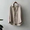 Camisa Tencel Elegante para o Trabalho Beishan Tongshu para Mulheres, Outono Estilo Coreano Casual Solta de Manga Longa 82588