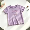 2026 Nuevo Verano para Niñas Lindo y Dulce Dopamina Manga Corta Seda de Hielo Versátil Top Camiseta para Bebés Niñas