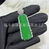 Colgante de Calcedonia Verde Hielo Incrustada Plateado al Por Mayor, Colgante de Ágata Verde Brillante, Colgante de Collar de Jade