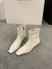 Botines blancos de tacón grueso, punta cuadrada, corte ajustado para mujer, nueva colección Otoño/Invierno 2025, botines cortos de estilo francés, botines Martin marrones