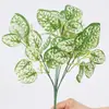 Plantas artificiais, folhagens para paredes de paisagismo, plantas falsas, folhas artificiais, variedades de 5 e 7 cabeças, folhas de grama ornamental, decorações de paisagismo interno, tendências populares da internet
